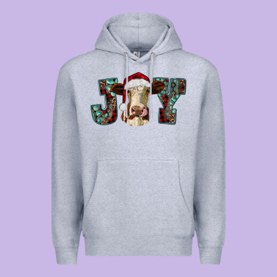 Christmas Joy With Heifer Cow Premium Hoodie Designed By Ranaportraitstore