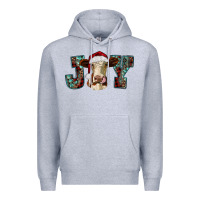 Heather Grey christmas joy with heifer cow Premium Hoodie - RanaPortraitStore