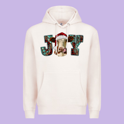 Christmas Joy With Heifer Cow Premium Hoodie Designed By Ranaportraitstore