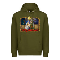 Army Green merry christmas holy family Premium Hoodie - RanaPortraitStore