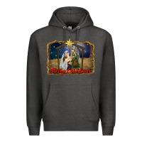Charcoal Heather merry christmas holy family Premium Hoodie - RanaPortraitStore