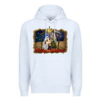 White merry christmas holy family Premium Hoodie - RanaPortraitStore