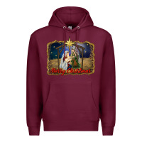 Burgundy merry christmas holy family Premium Hoodie - RanaPortraitStore