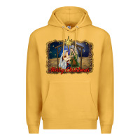 Mustard merry christmas holy family Premium Hoodie - RanaPortraitStore