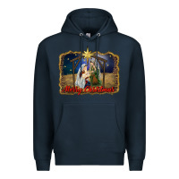 Navy merry christmas holy family Premium Hoodie - RanaPortraitStore