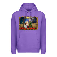 Purple merry christmas holy family Premium Hoodie - RanaPortraitStore
