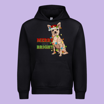 Merry And Bright Chihuahua Urban Hoodie Designed By Ranaportraitstore