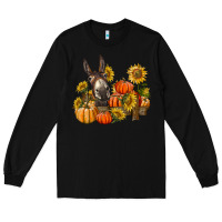 Black donkey sunflower and pumpkin farm Long Sleeve Tee - BarkalooDesign