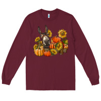 Burgundy donkey sunflower and pumpkin farm Long Sleeve Tee - BarkalooDesign