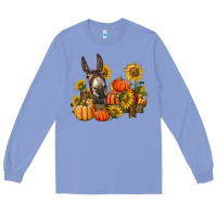 Colony Blue donkey sunflower and pumpkin farm Long Sleeve Tee - BarkalooDesign
