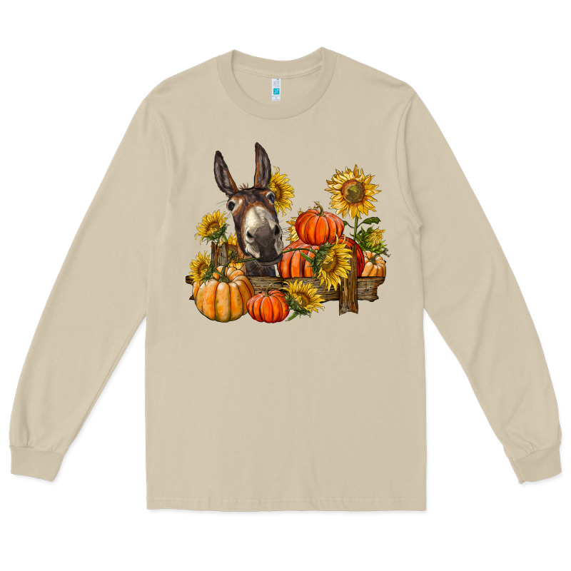 Donkey Sunflower And Pumpkin Farm Long Sleeve Tee by BarkalooDesign | Teevron