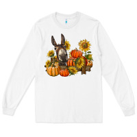 White donkey sunflower and pumpkin farm Long Sleeve Tee - BarkalooDesign