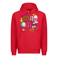 Red mama volleyball with popcorn Premium Hoodie - texasbilliewilder