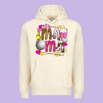 Mama Volleyball With Popcorn Premium Hoodie Designed By Texasbilliewilder