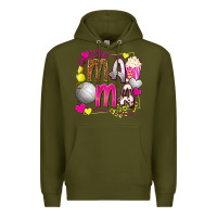 Army Green mama volleyball with popcorn Premium Hoodie - texasbilliewilder