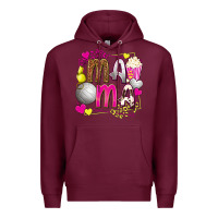 Burgundy mama volleyball with popcorn Premium Hoodie - texasbilliewilder