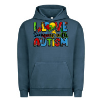Pigment Midnight Navy i love someone with autism Urban Hoodie - Zillion Design Studio