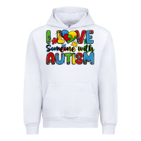 White i love someone with autism Urban Hoodie - Zillion Design Studio