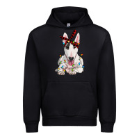 Black bull terrier with christmas lights Urban Hoodie - RanaPortraitStore
