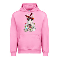 Fuchsia Pink bull terrier with christmas lights Urban Hoodie - RanaPortraitStore