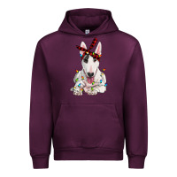 Mauve Wine bull terrier with christmas lights Urban Hoodie - RanaPortraitStore