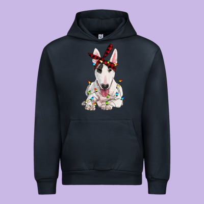 Bull Terrier With Christmas Lights Urban Hoodie Designed By Ranaportraitstore