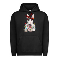 Pigment Black bull terrier with christmas lights Urban Hoodie - RanaPortraitStore