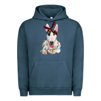 Pigment Midnight Navy bull terrier with christmas lights Urban Hoodie - RanaPortraitStore