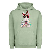 Pigment Oil Green bull terrier with christmas lights Urban Hoodie - RanaPortraitStore