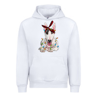 White bull terrier with christmas lights Urban Hoodie - RanaPortraitStore