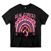 Black heal cancer rainbow Heavy Core Tee - LillyAllenDesigns