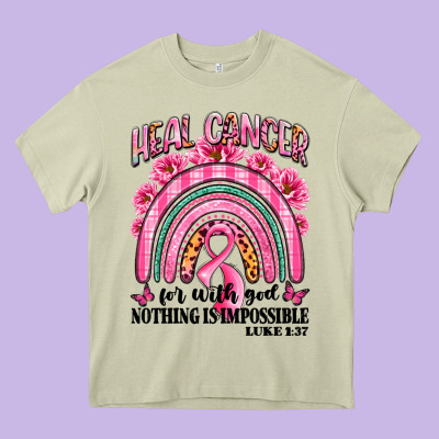 Heal Cancer Rainbow Heavy Core Tee Designed By Lillyallendesigns