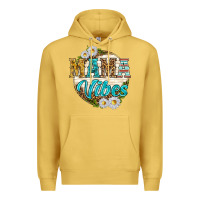 Antique Gold mama vibes with daisies Premium Hoodie - texasbilliewilder
