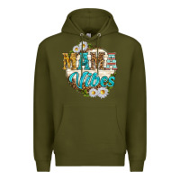 Army Green mama vibes with daisies Premium Hoodie - texasbilliewilder