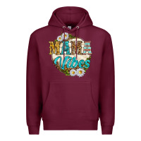 Burgundy mama vibes with daisies Premium Hoodie - texasbilliewilder