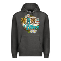 Charcoal Heather mama vibes with daisies Premium Hoodie - texasbilliewilder