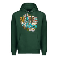 Sports Green mama vibes with daisies Premium Hoodie - texasbilliewilder