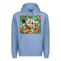 Colony Blue dog coffee cups Premium Hoodie - Zillion Design Studio