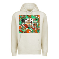 Oatmeal Heather dog coffee cups Premium Hoodie - Zillion Design Studio
