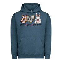 Pigment Midnight Navy peace love bull terrier Urban Hoodie - RanaPortraitStore