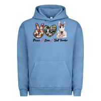 Pigment Pebble Blue peace love bull terrier Urban Hoodie - RanaPortraitStore