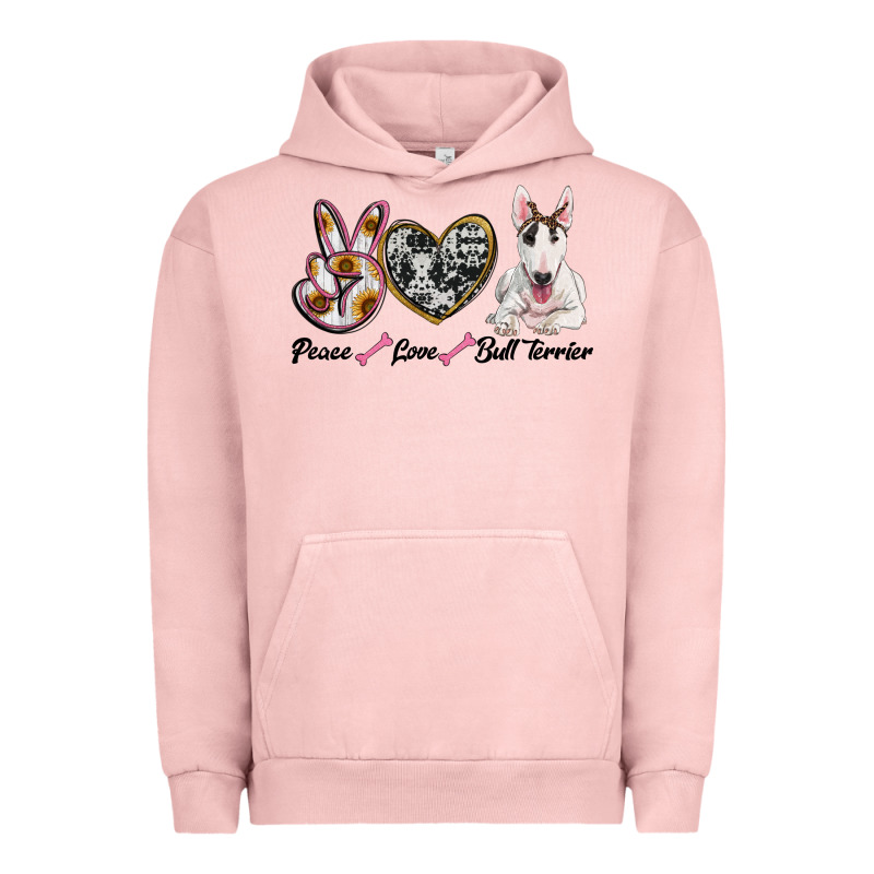 Peace Love Bull Terrier Urban Hoodie by RanaPortraitStore | Teevron