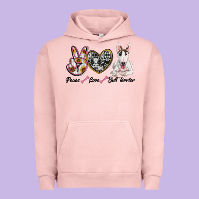 Peace Love Bull Terrier Urban Hoodie Designed By Ranaportraitstore