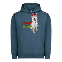 Pigment Midnight Navy merry and bright white shepherd Urban Hoodie - RanaPortraitStore
