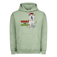 Pigment Oil Green merry and bright white shepherd Urban Hoodie - RanaPortraitStore