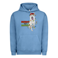 Pigment Pebble Blue merry and bright white shepherd Urban Hoodie - RanaPortraitStore