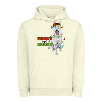 Pigment Pistachio merry and bright white shepherd Urban Hoodie - RanaPortraitStore