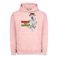 Pigment Salmon merry and bright white shepherd Urban Hoodie - RanaPortraitStore