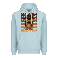 Blue Mist melanin afro messy bun Premium Hoodie - texasbilliewilder