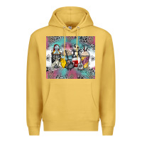 Antique Gold cartoon characters coffee cups Premium Hoodie - Zillion Design Studio